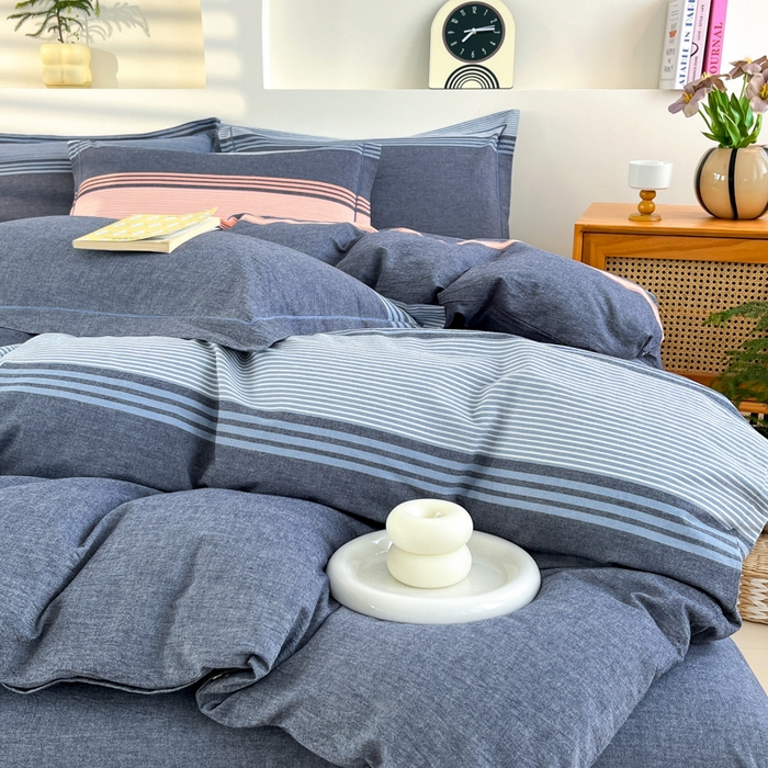 91家纺网 家纺一手货源 找家纺 金窝窝家纺 2025新款纯棉水洗棉四件套 巴黎灰