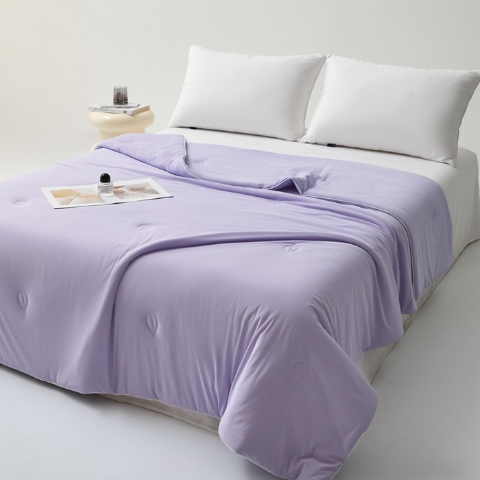 91家纺网 家纺一手货源 找家纺 欧邦 2025新款全消光冰皮凉感锦氨夏被 安娜紫