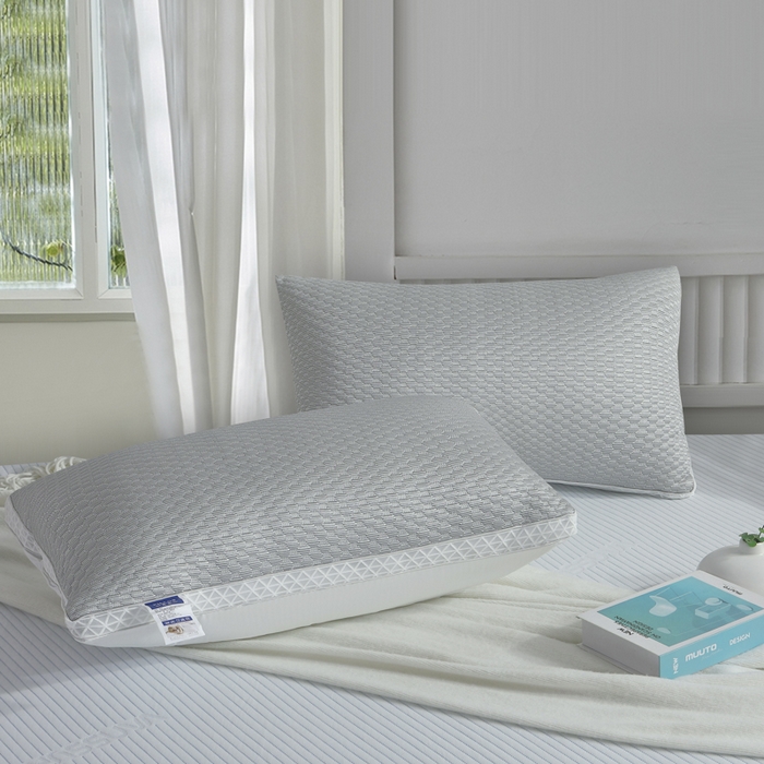 91家纺网 家纺一手货源 找家纺 大熊枕芯  2025新款抗菌防螨冰豆豆枕枕头枕芯 灰色高枕一对