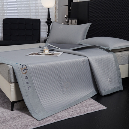 青雅席业 2025年新款凉感因子母婴级凉感丝豆豆席 香奈儿-灰