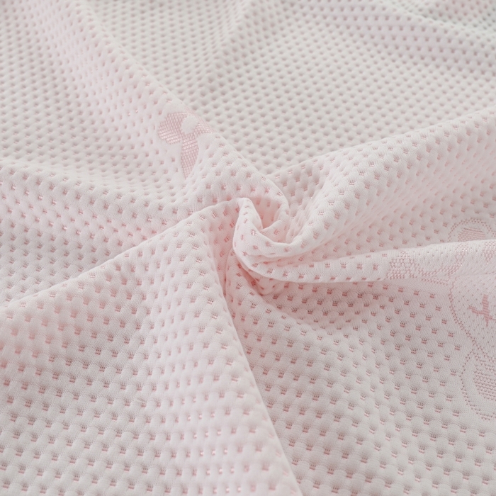 91家纺网 家纺一手货源 找家纺 品乐家纺  2025新款床裙款提花冰豆豆套件凉席席子 粉色