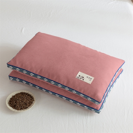 大熊枕芯  2025新款舒适清爽透气麻绒荞麦枕 全荞麦亚麻枕-粉色48*74cm/只