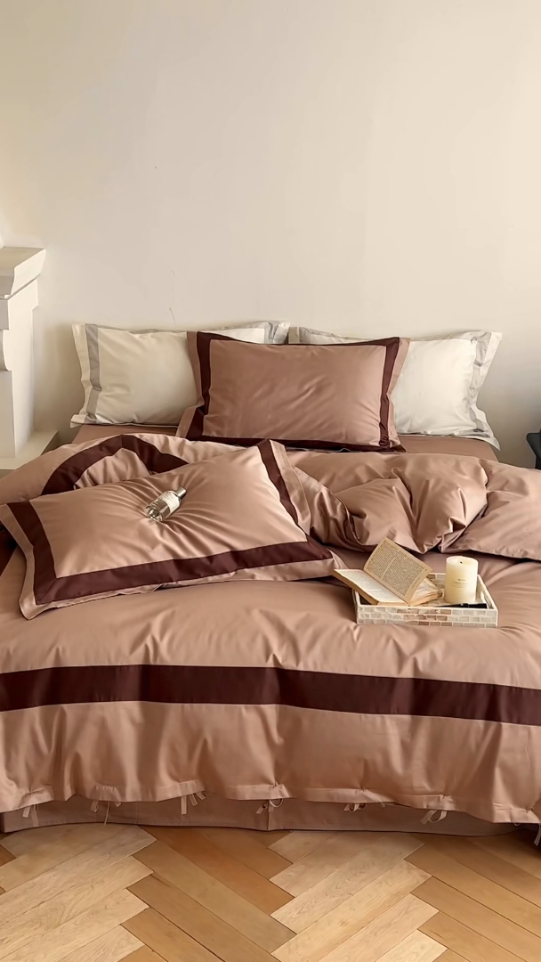 91家纺网 家纺一手货源 找家纺 （总）华超针织2025新款全棉长绒棉贡缎贴边四件套