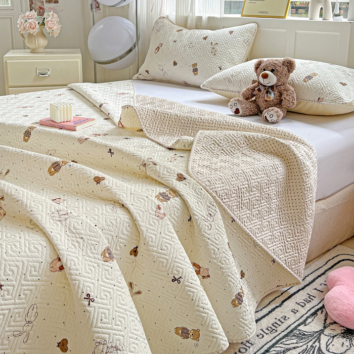 91家纺网 家纺一手货源 找家纺 羽爱家纺 2025新款A类双面全棉印花床盖套件 甜心派对