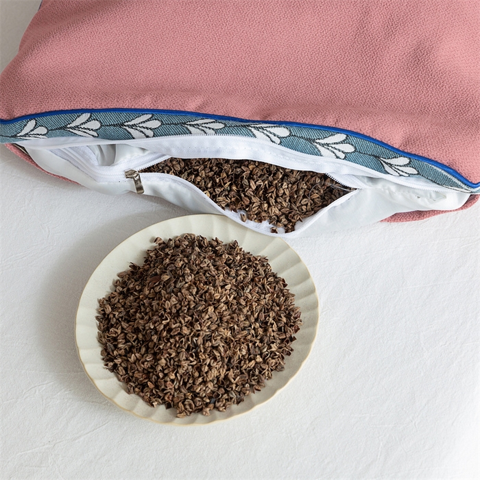 91家纺网 家纺一手货源 找家纺 大熊枕芯  2025新款舒适清爽透气麻绒荞麦枕 全荞麦亚麻枕-粉色48*74cm/只