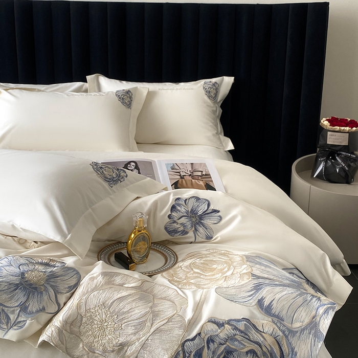 91家纺网 家纺一手货源 找家纺 优悦生活馆 2025新款全棉长绒棉四件套-梦想花园 梦想花园-云朵白