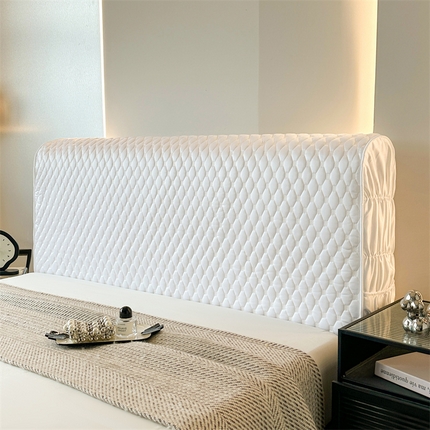 情恒家纺 2025夏季款亮光布加厚双面用床头罩 象牙白