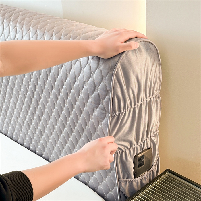 91家纺网 家纺一手货源 找家纺 情恒家纺 2025夏季款亮光布加厚双面用床头罩 珠光银