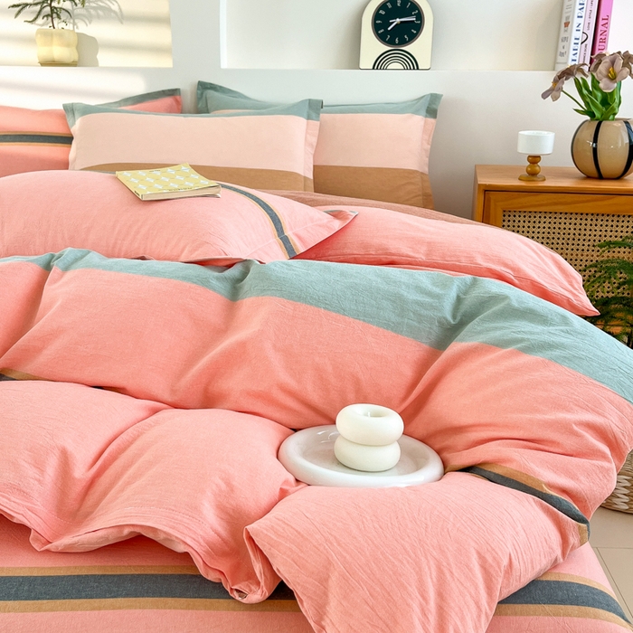 91家纺网 家纺一手货源 找家纺 金窝窝家纺 2025新款纯棉水洗棉四件套 巴黎彩格