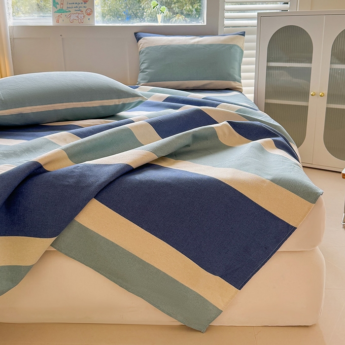 91家纺网 家纺一手货源 找家纺 晓时候 2025原棉老粗布床单凉席三件套软凉席子单床单 简语