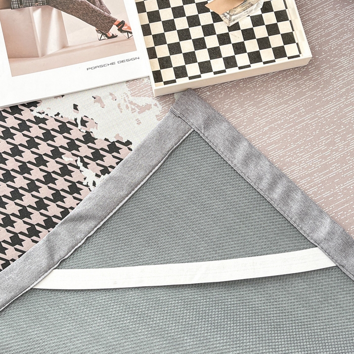 91家纺网 家纺一手货源 找家纺 子曰 2025新款高定版A类PE聚乙烯凉感凉席提花凉席床笠 千鸟格-紫【平铺款】