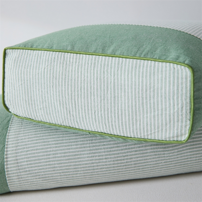 91家纺网 家纺一手货源 找家纺 大熊枕芯 2025新款水洗棉条纹荞麦枕 条纹宫廷-绿20*50*8cm/只