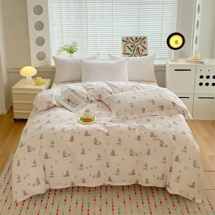 凯磊2025新款老粗布印花单品被套被套单件 小熊漫居