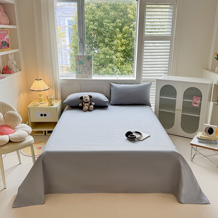 91家纺网 家纺一手货源 找家纺 晓时候 2025原棉老粗布床单凉席三件套软凉席子单床单 高级灰