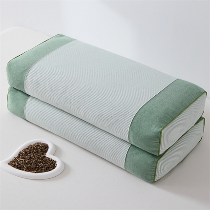 大熊枕芯 2025新款水洗棉条纹荞麦枕 条纹宫廷-绿20*50*8cm/只