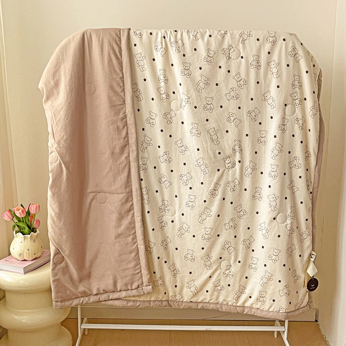 91家纺网 家纺一手货源 找家纺 富艺隆 2025新款水洗棉印花夏被 小熊院长