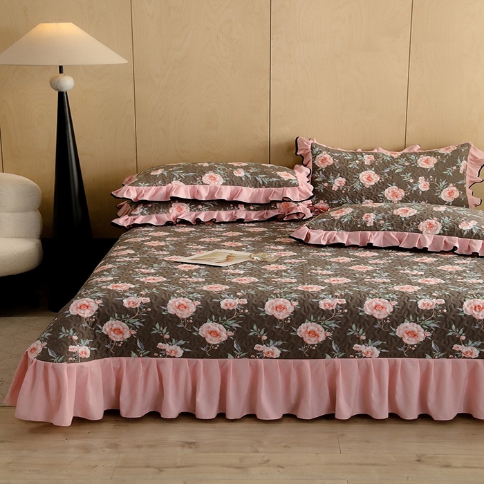 91家纺网 家纺一手货源 找家纺 金盛皇朝家纺 2025新款田园风水洗棉床盖四件套系列 暮色花市