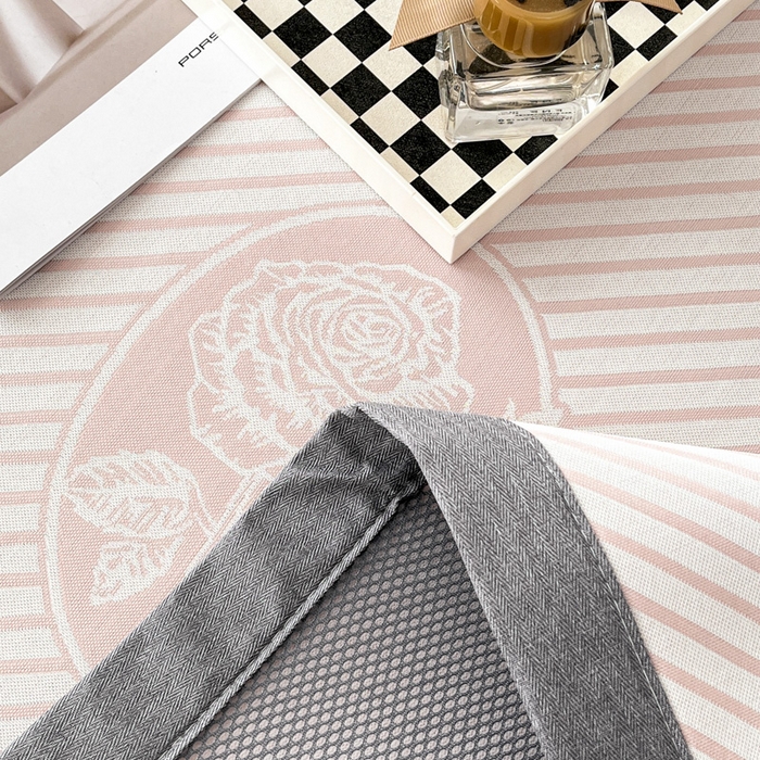 91家纺网 家纺一手货源 找家纺 子曰 2025新款高定版A类PE聚乙烯凉感凉席提花凉席床笠 玫瑰-粉【平铺款】