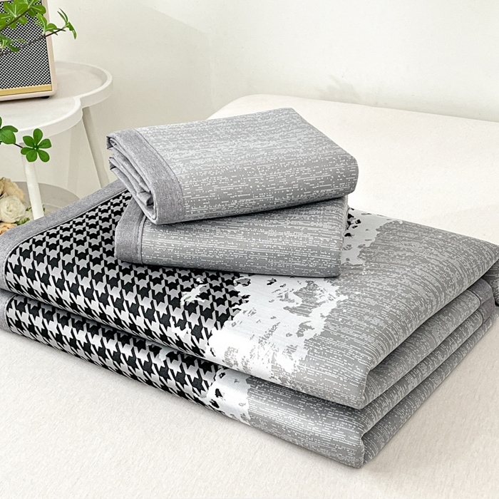 91家纺网 家纺一手货源 找家纺 子曰 2025新款高定版A类PE聚乙烯凉感凉席提花凉席 千鸟格-灰