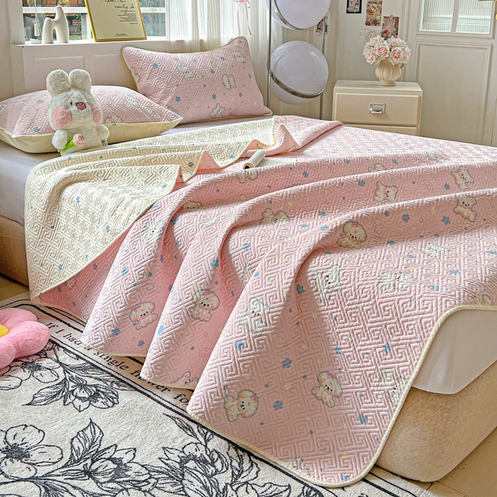 91家纺网 家纺一手货源 找家纺 羽爱家纺 2025新款A类双面全棉印花床盖套件 星星汪