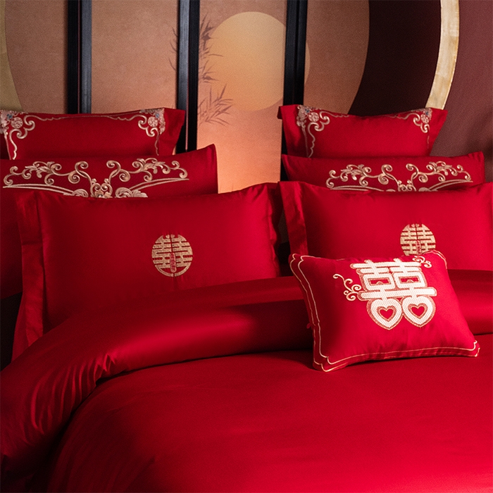 91家纺网 家纺一手货源 找家纺 （总） 博之洋 2025新款全棉长绒棉婚庆刺绣四件套多件套系列