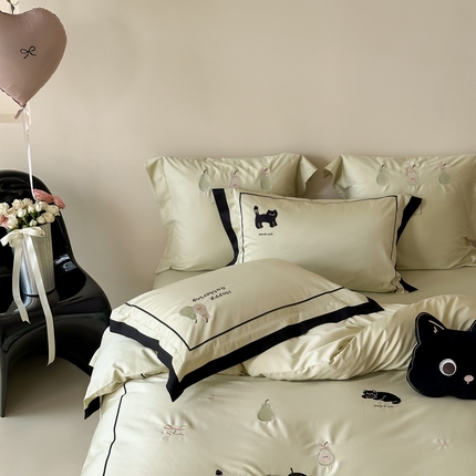 91家纺网 家纺一手货源 找家纺 （总）多乐娜 2025新品长绒棉贡缎100S拼角刺绣贴布绣四件套