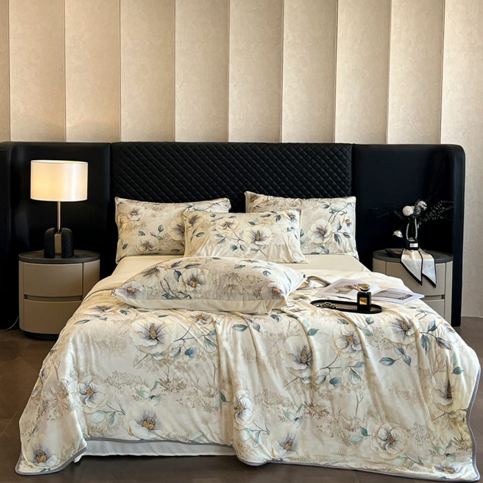 91家纺网 家纺一手货源 找家纺 花满路 2025新款成人夏被 月华