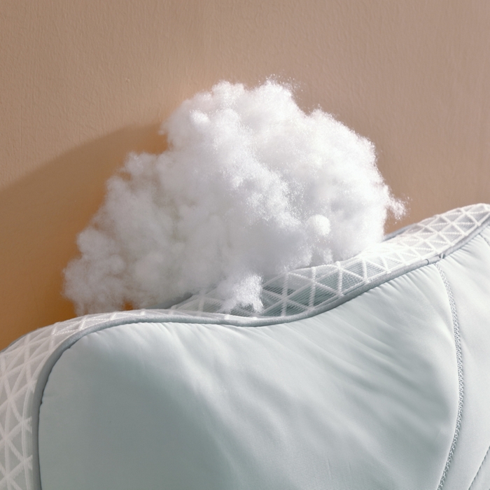 91家纺网 家纺一手货源 找家纺 大熊枕芯  2025新款spa云感刺绣冰丝枕 冰丝护颈枕冰蓝中枕一只