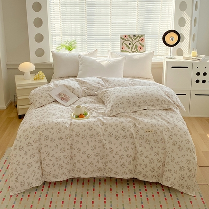 凯磊2025新款老粗布印花单品被套被套单件 淡彩花语