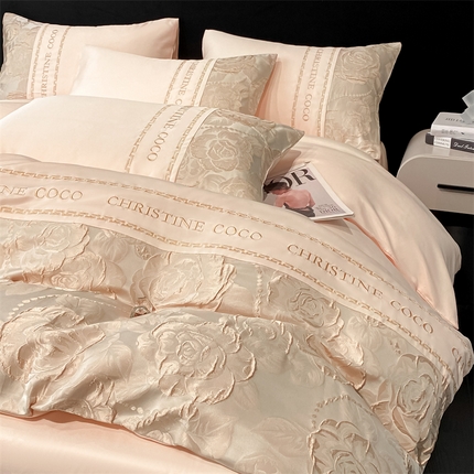 91家纺网 家纺一手货源 找家纺 （总）床绮 2025新款水洗真丝提花春日集四件套