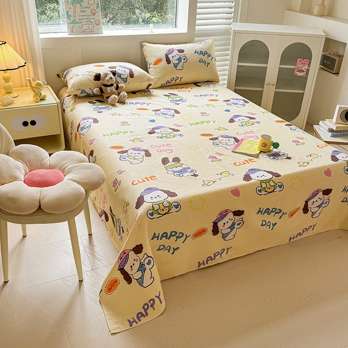 91家纺网 家纺一手货源 找家纺 晓时候 2025原棉老粗布床单凉席三件套软凉席子单床单 酷狗