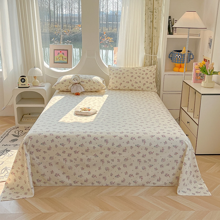 91家纺网 家纺一手货源 找家纺 眠帛家居 2025新款A类水洗皱皱纱印花床单 蔓蔓