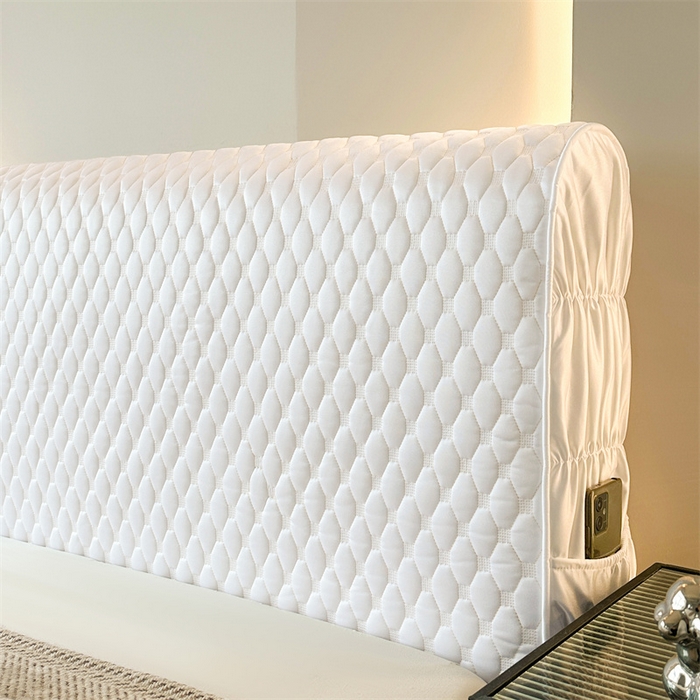 91家纺网 家纺一手货源 找家纺 情恒家纺 2025夏季款亮光布加厚双面用床头罩 象牙白