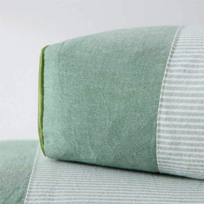 91家纺网 家纺一手货源 找家纺 大熊枕芯 2025新款水洗棉条纹荞麦枕 条纹宫廷-绿20*50*8cm/只