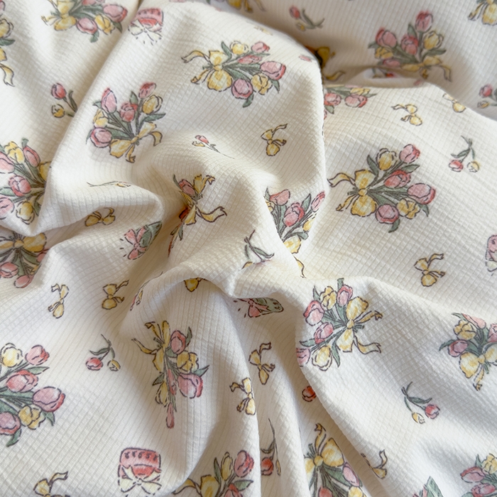 91家纺网 家纺一手货源 找家纺 竹合家纺 2025新款春日碎花法式镂空花边款式提花皱皱四件套 法式-花束蛋糕