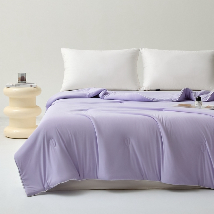 91家纺网 家纺一手货源 找家纺 欧邦 2025新款全消光冰皮凉感锦氨夏被 安娜紫