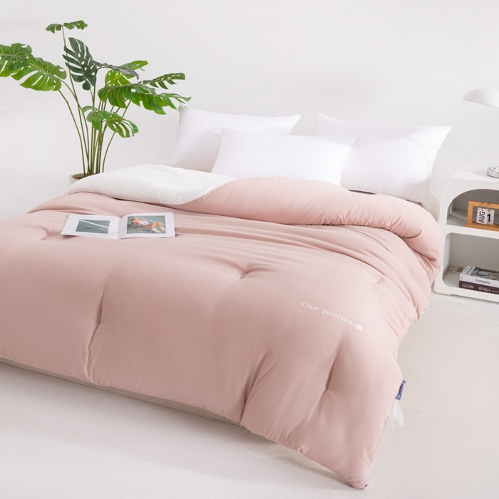 91家纺网 家纺一手货源 找家纺 龙图家纺 2025新款星球深睡被 卡其粉