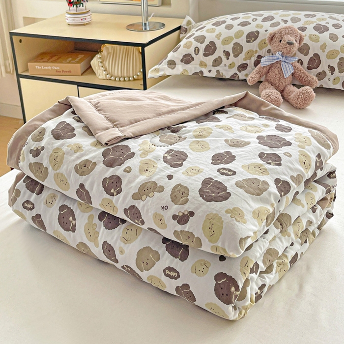 91家纺网 家纺一手货源 找家纺 富艺隆 2025新款水洗棉印花夏被 萌萌狗