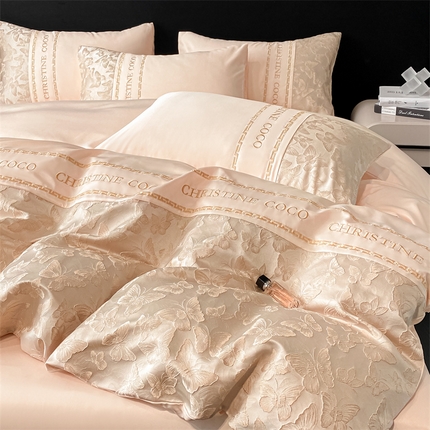 91家纺网 家纺一手货源 找家纺 （总）床绮 2025新款水洗真丝提花春日集四件套