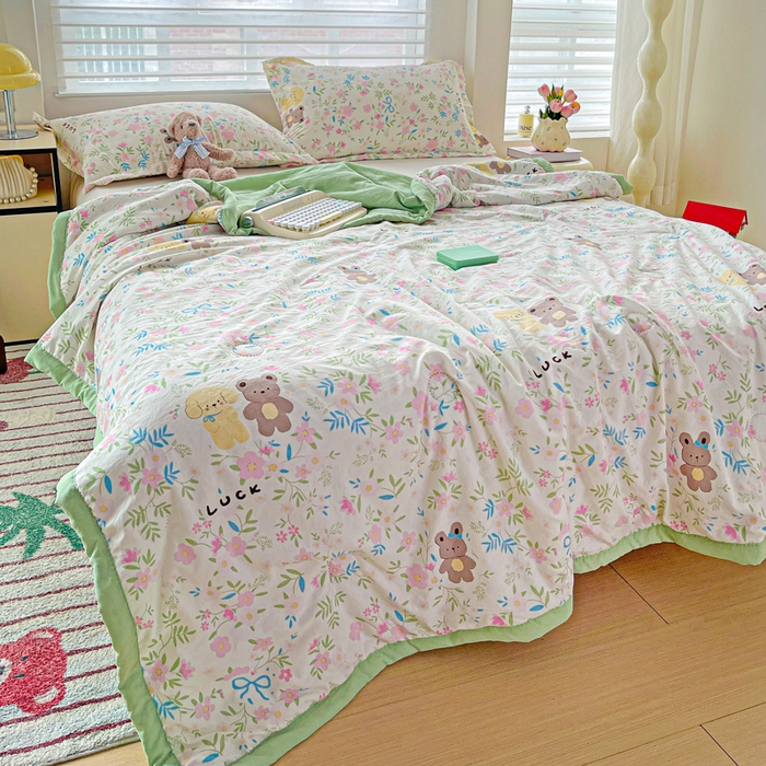 91家纺网 家纺一手货源 找家纺 富艺隆 2025新款水洗棉印花夏被 静谧