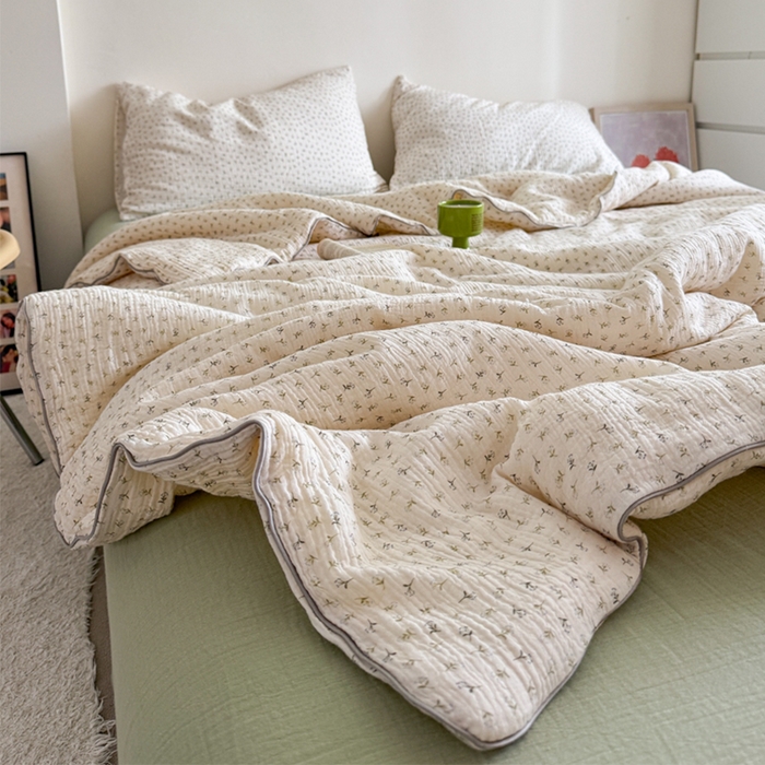 91家纺网 家纺一手货源 找家纺 （总）萝莉家纺 2025新款软软糯糯双层皱皱纱单夏被 夏被四件套