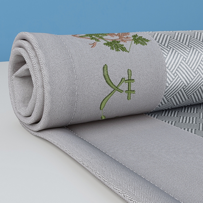 91家纺网 家纺一手货源 找家纺 席之家 2025新款凉感艾草冰藤席凉席席子 饼干花-灰色