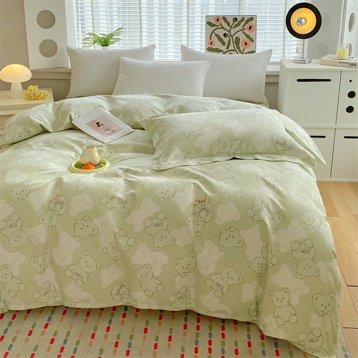 91家纺网 家纺一手货源 找家纺 凯磊2025新款老粗布印花单品被套被套单件 萌熊悠眠