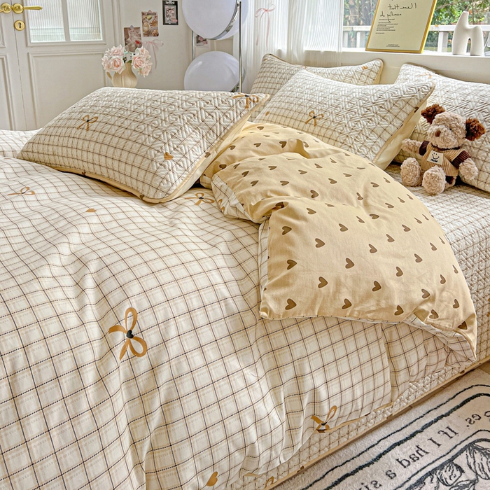 91家纺网 家纺一手货源 找家纺 羽爱家纺 2025新款A类双面全棉印花床盖套件 极简主义