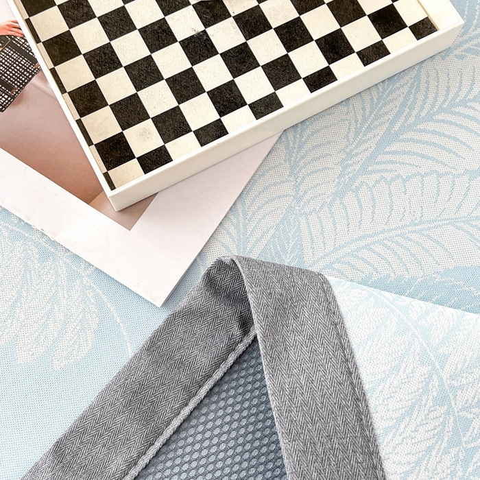 91家纺网 家纺一手货源 找家纺 子曰 2025新款高定版A类PE聚乙烯凉感凉席提花凉席 叶之恋-蓝