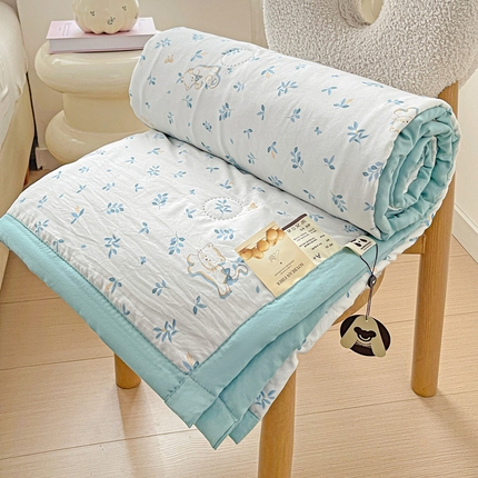 富艺隆 2025新款水洗棉印花夏被 雪茸小猫