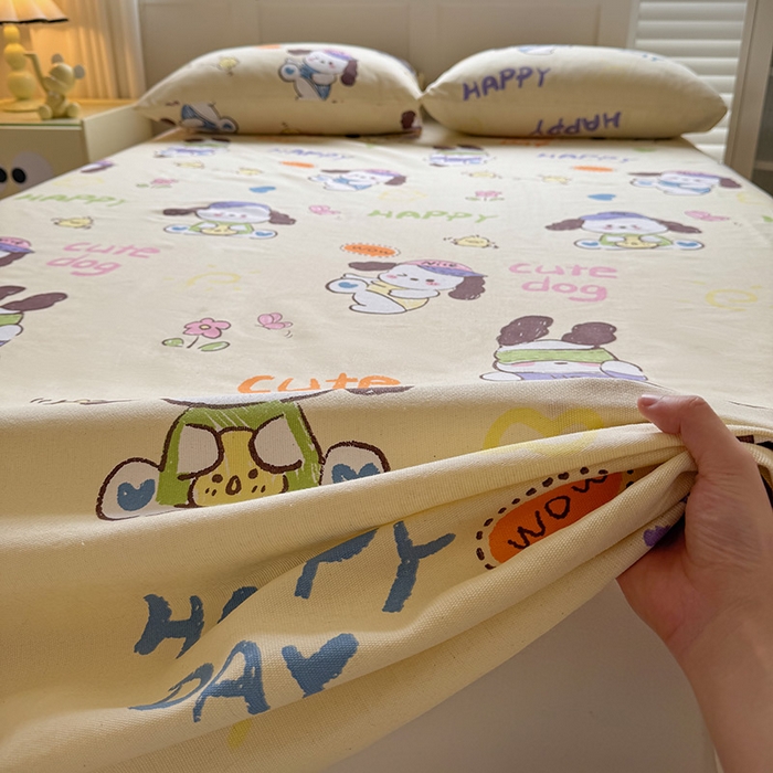 91家纺网 家纺一手货源 找家纺 晓时候 2025原棉老粗布床单凉席三件套软凉席子单床单 酷狗