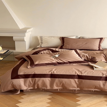 91家纺网 家纺一手货源 找家纺 （总）华超针织2025新款全棉长绒棉贡缎贴边四件套