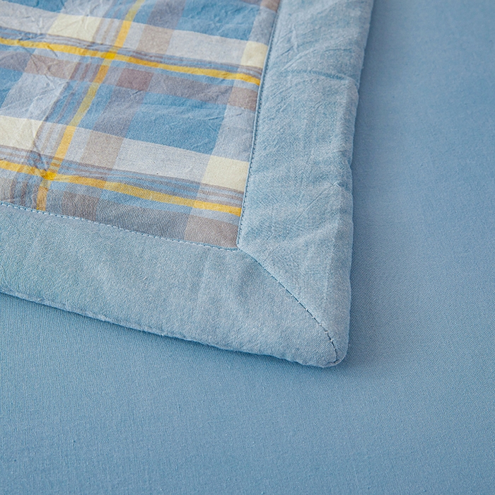 91家纺网 家纺一手货源 找家纺 创优家纺 2025新款无印风格子新疆棉夏被空调被纯棉花被夏被子薄被芯水洗棉包检测 简兮蓝