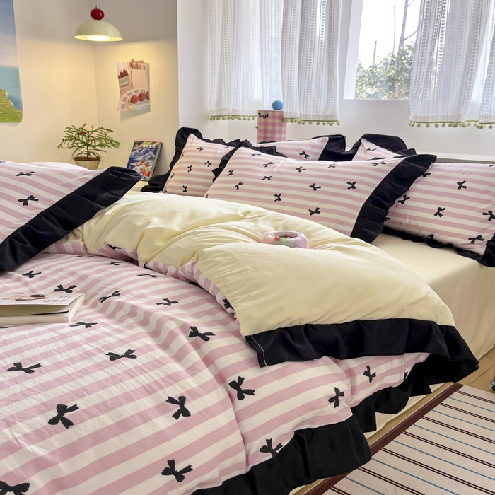 91家纺网 家纺一手货源 找家纺 （总）2025水洗棉花边四件套_9067